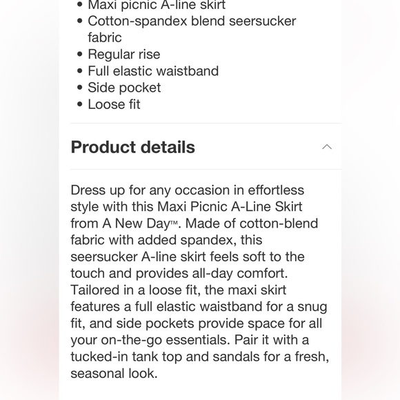 Women's Maxi Picnic A-Line Skirt - A New Day™ Red M new 🆕 - Picture 6 of 7